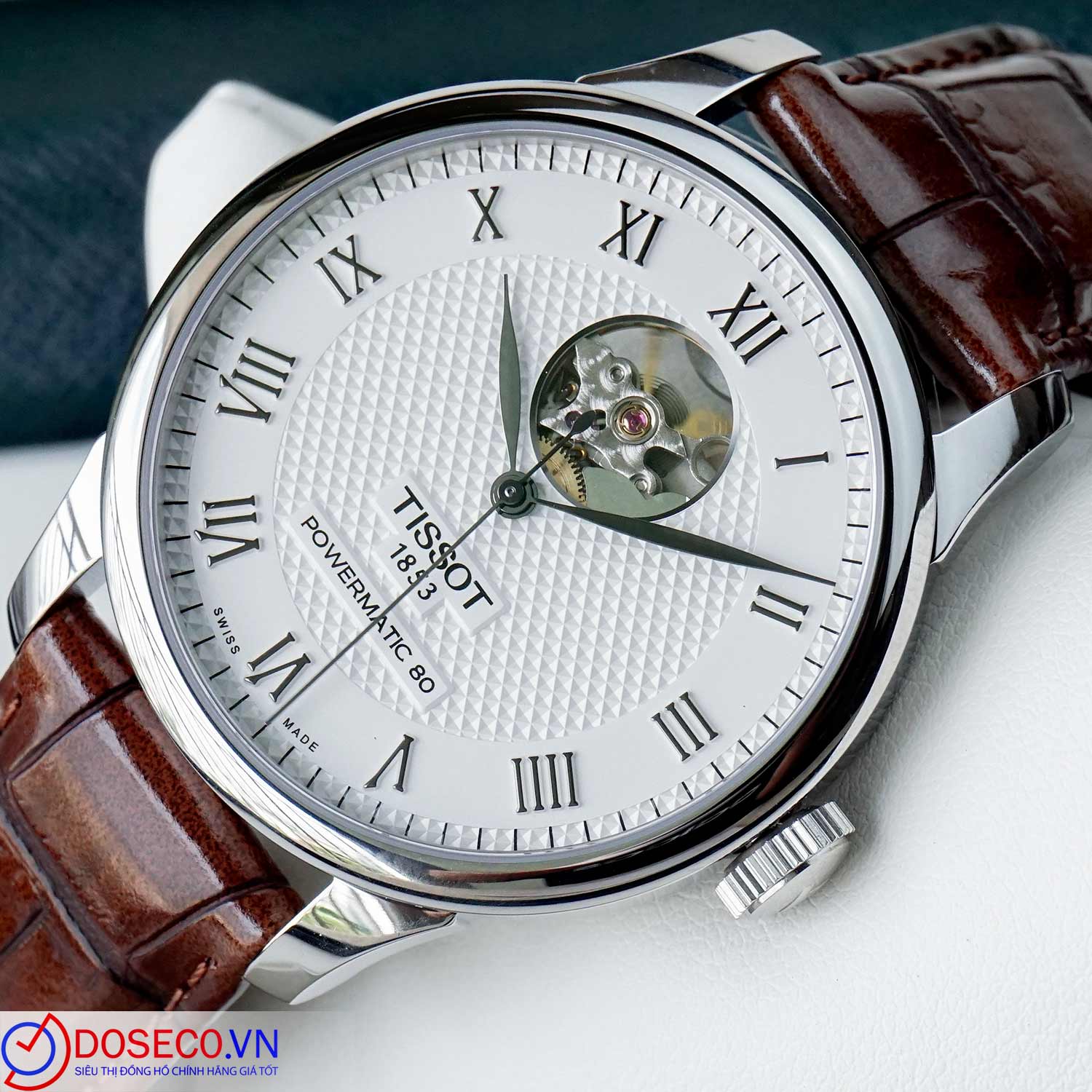 Tissot Le Locle Powermatic 80 Open Heart Orologio Automatico Uomo - Cassa Acciaio 39.3mm, Quadrante Roma, Cinturino Acciaio, Vetro Zaffiro